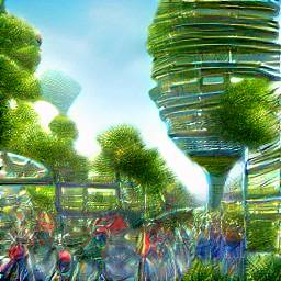 AI Art: Dense Solarpunk City by @eyo1991